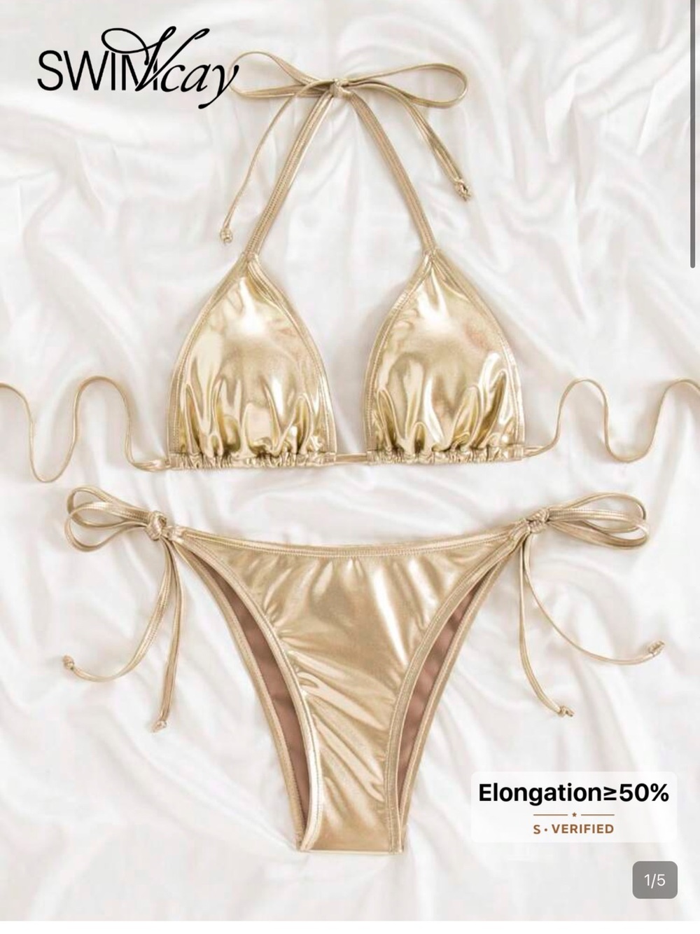 Gold Metallic String Bikini Set